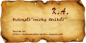 Kutnyánszky Anikó névjegykártya