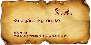 Kutnyánszky Anikó névjegykártya